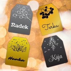 Vánoční jmenovky na dárky, sada GIFT 32x43mm (16ks)