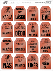 Vánoční jmenovky na dárky, sada GIFT 32x43mm (16ks)