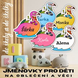 MA - FLAMINGO etichetă cu nume 32x32 mm (10 buc.)