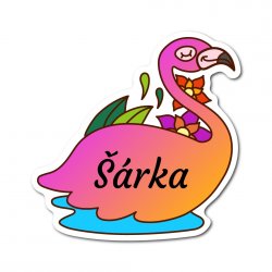 MA - Etichetă cu nume termoadezivă FLAMINGO 32x32 mm (10 buc.)