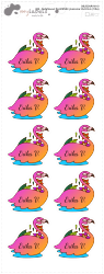 MA - Etichetă cu nume termoadezivă FLAMINGO 32x32 mm (10 buc.)