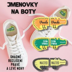 MA - KROKODÝL jmenovky na boty 67x26mm (12ks)