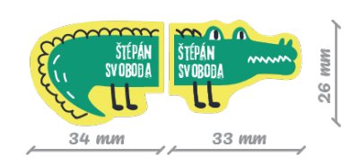 MA - KROKODÝL jmenovky na boty 67x26mm (12ks)