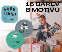 NAROZENINOVÉ jmenovky na dárky 15ks