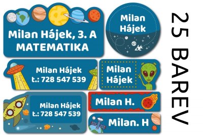 Set UNIVERS etichete cu nume (42 buc.)