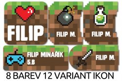 PIXELART set de etichete cu nume (40 buc.)
