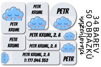 Etichete cu nume termoadezive KIDS SET (48 buc.)