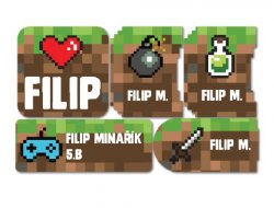 Etichete cu nume TERMOADEZIVE PIXELART set (40 buc.)