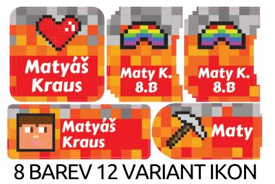 NAŽEHLOVACÍ jmenovky PIXELART sada(40ks)