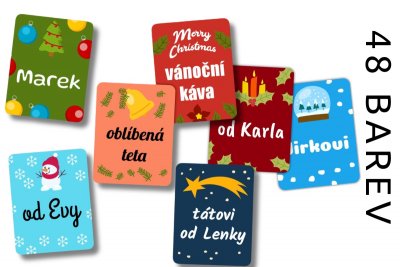 VÁNOCE klasik jmenovky 34x44mm (16ks)