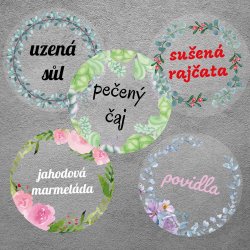 TRANSPARENTNÍ VĚNEČKY sada, samolepky 44mm (12ks)