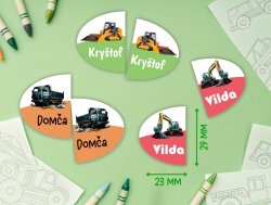 Silné stroje jmenovky na BOTY 29x23mm (36ks)