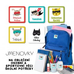 SUPERhrdina MINI štítky 22x22 mm (42ks)
