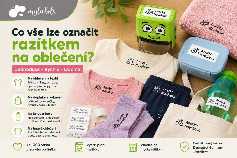 Co vše lze označit razítkem na oblečení?